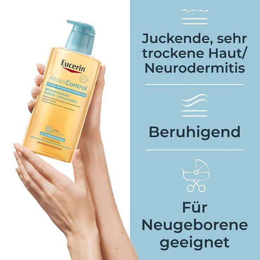 Aceite de ducha y baño Eucerin AtopiControl, 2 x 400 ml de gel de ducha