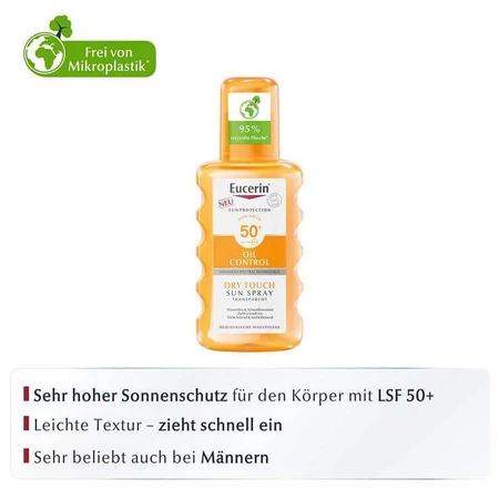 Eucerin Sun Oil Control Body Clear Spray SPF 50+, 2x200 ml spray