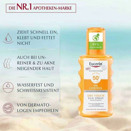 Eucerin Sun Oil Control Body Clear Spray SPF 50+, 2x200 ml spray