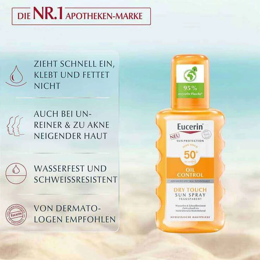Eucerin Sun Oil Control Body Clear Spray SPF 50+, 2x200 ml spray