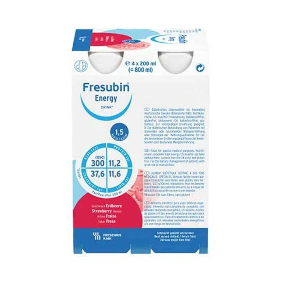 Fresubin Energy Drink Aardbei, fles, 6 x 4 x 200 ml oplossing