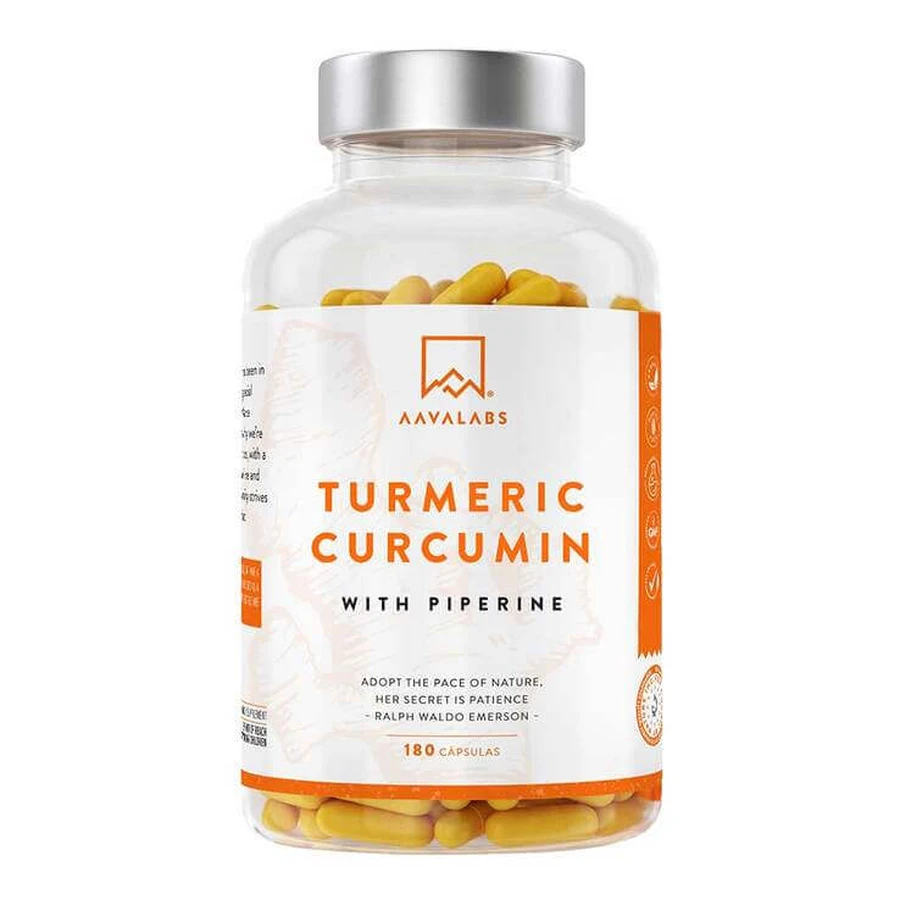 Cápsulas veganas de curcumina + piperina de Aavalabs, 180 cápsulas