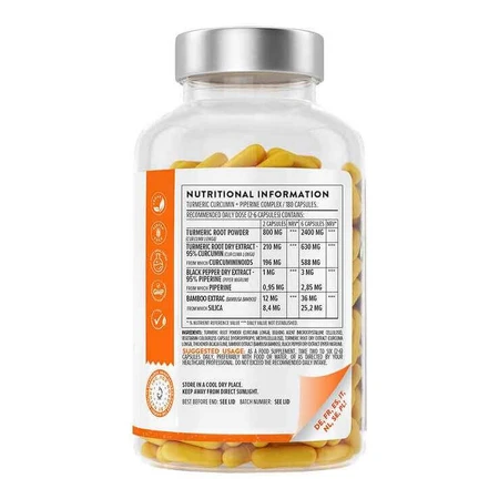 Cápsulas veganas de curcumina + piperina de Aavalabs, 180 cápsulas