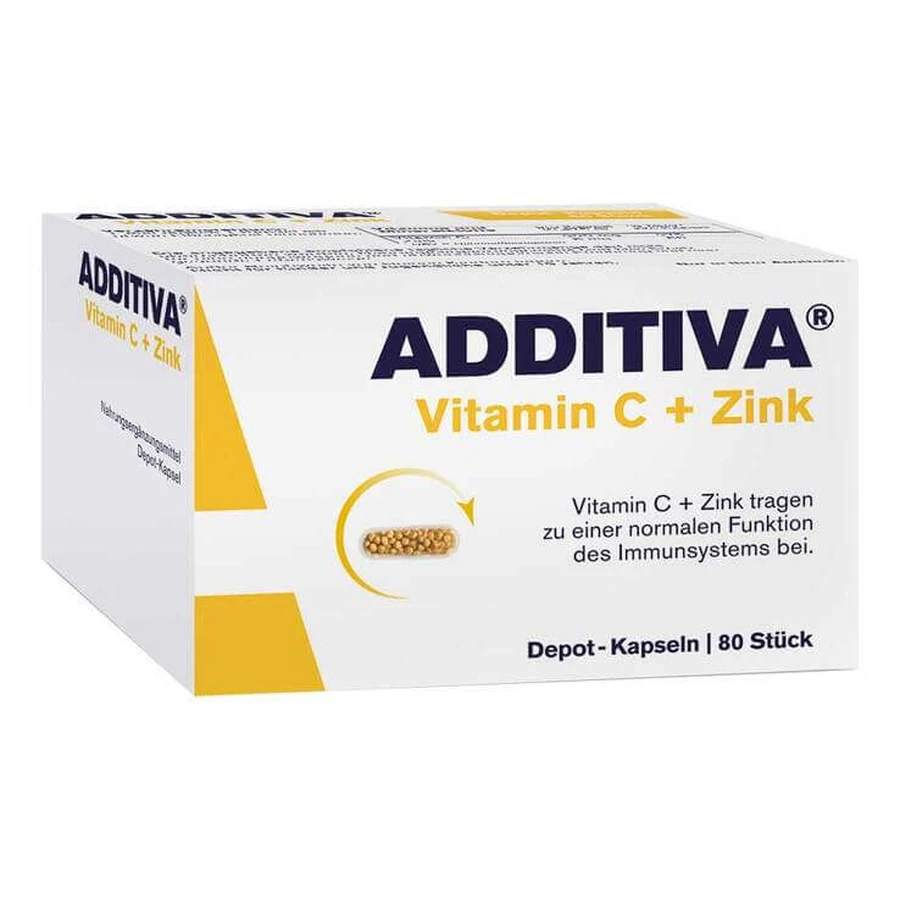 Additiva: Cápsulas de vitamina C + zinc de liberación prolongada, 2 x 80 cápsulas