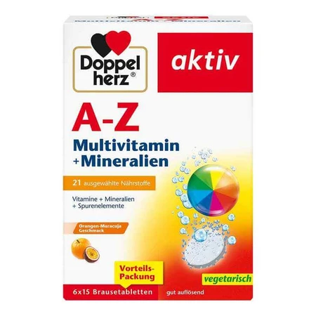 Doppelherz A-Z Multivitamine + Mineralen Bruistabletten, 6 x 15 bruistabletten