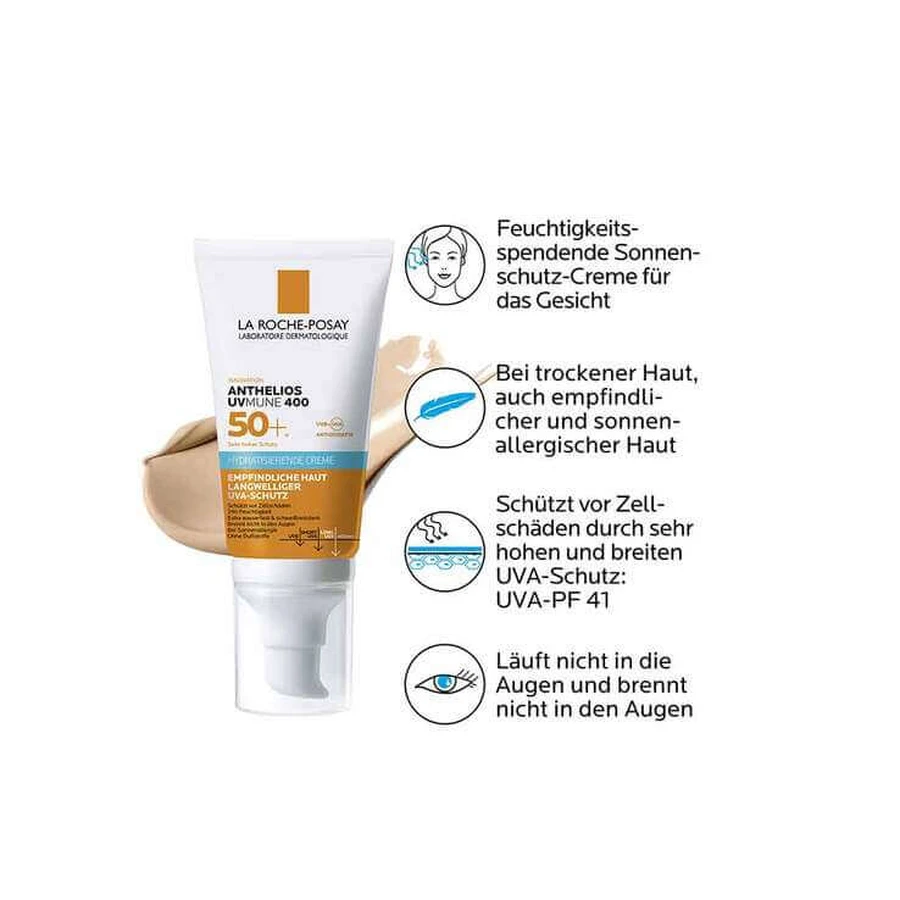 La Roche-Posay Anthelios Tinted Moisturizing Cream SPF 50+, 2 x 50 ml cream