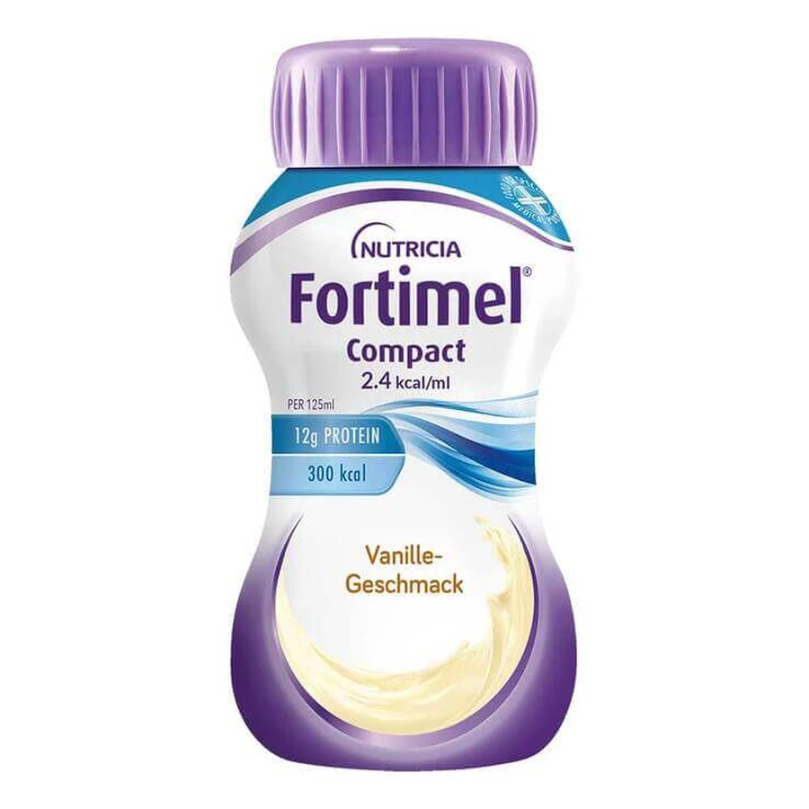 Fortimel Compact, vanillesmaak, 4 x 125 ml vloeistof