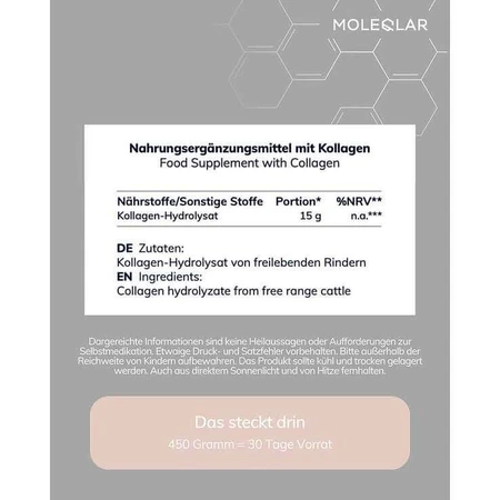 Moleqlar collageenpeptidepoeder, 450 g poeder