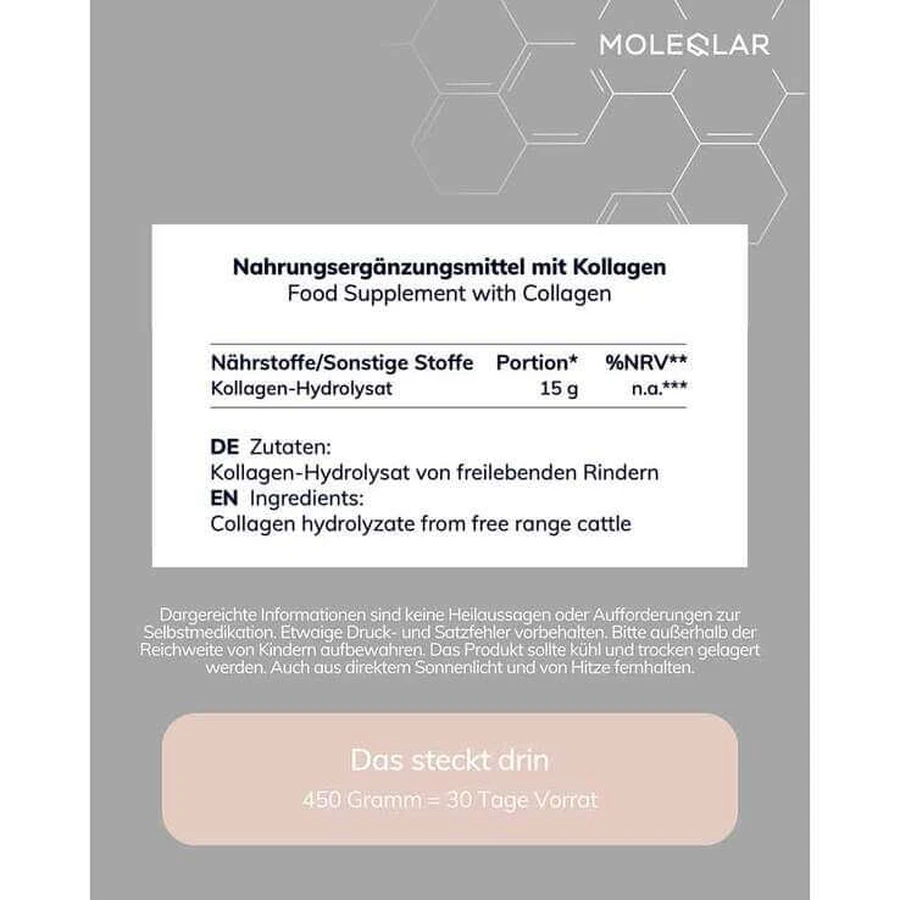 Moleqlar collageenpeptidepoeder, 450 g poeder