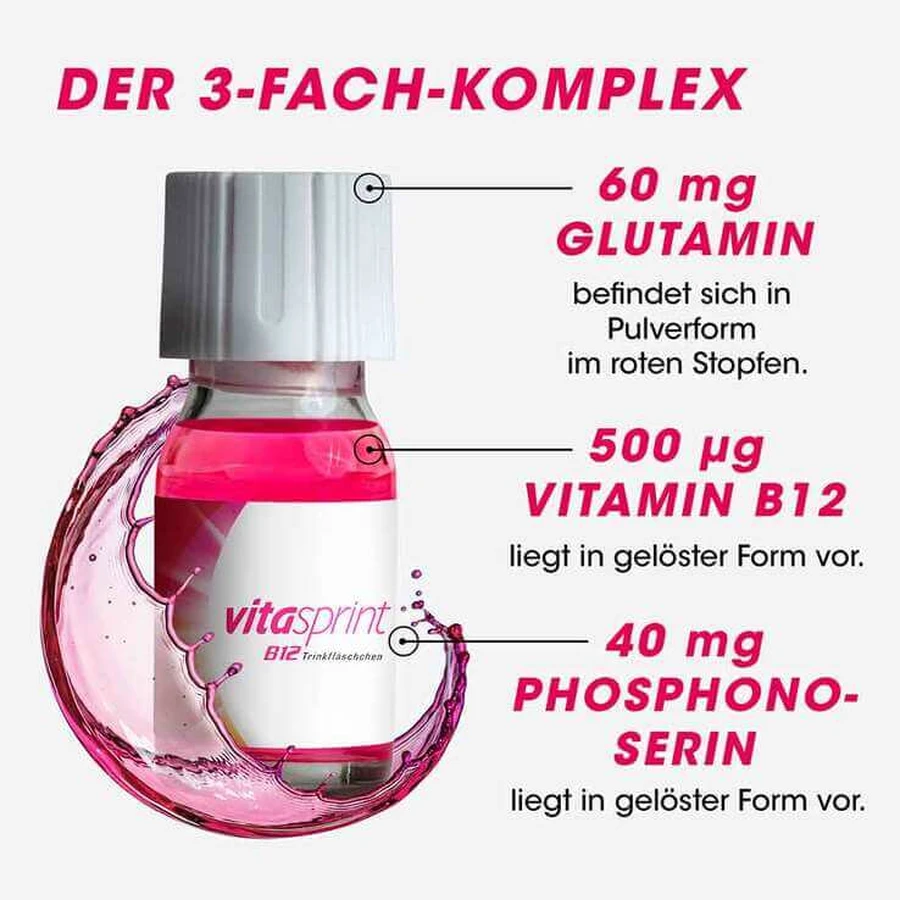 vitasprint B12 Drink: sobres con vitamina B12 para tener más energía, 2 x 30 sobres de polvo para preparar una solución oral