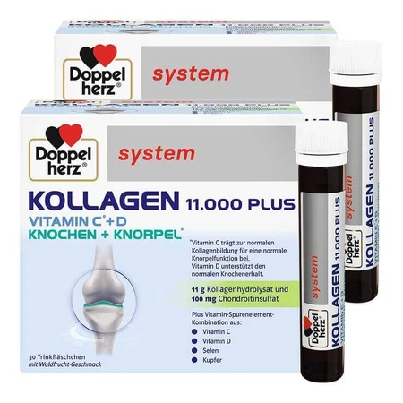 Doppelherz System Collagen 11000 Plus, ampoules, 3 boîtes de 30 ampoules (25 ml chacune)