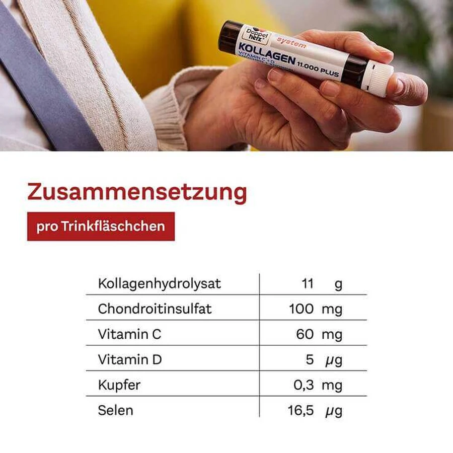 Doppelherz System Collagen 11000 Plus, ampoules, 3 boîtes de 30 ampoules (25 ml chacune)