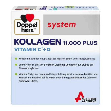 Doppelherz System Collagen 11000 Plus, ampoules, 3 boîtes de 30 ampoules (25 ml chacune)