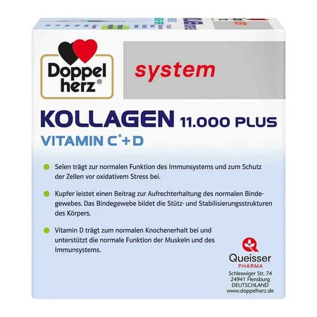 Doppelherz System Collagen 11000 Plus, ampoules, 3 boîtes de 30 ampoules (25 ml chacune)