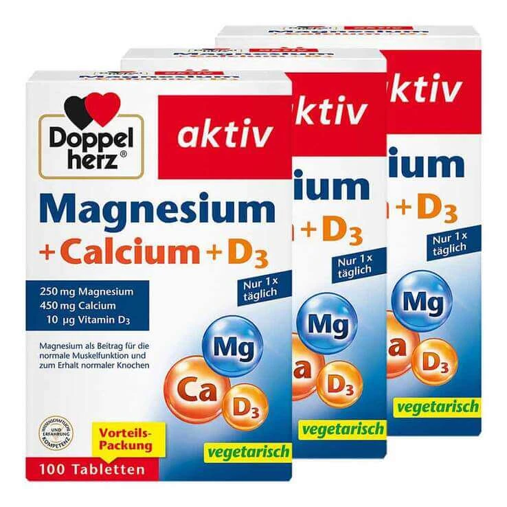 Doppelherz Magnesium + Calcium + D3 Tablets, 3 x 100 tablets