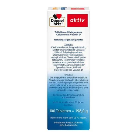 Doppelherz Magnesium + Calcium + D3 Tablets, 3 x 100 tablets