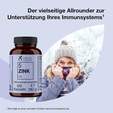 Cellcura Naturals Zinc 25 mg, gélules végétaliennes à forte dose, 120 gélules