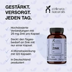 Cellcura Naturals Zinc 25 mg, gélules végétaliennes à forte dose, 120 gélules