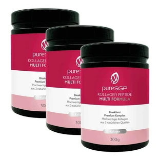 Puresgp: Fórmula múltiple de péptidos de colágeno en polvo, 3 envases de 300 g de polvo