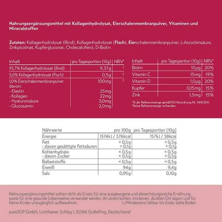Puresgp: Fórmula múltiple de péptidos de colágeno en polvo, 3 envases de 300 g de polvo