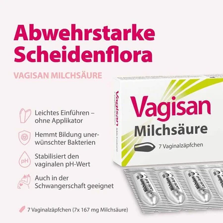 Supositorios vaginales de ácido láctico Vagisan, 7 supositorios vaginales