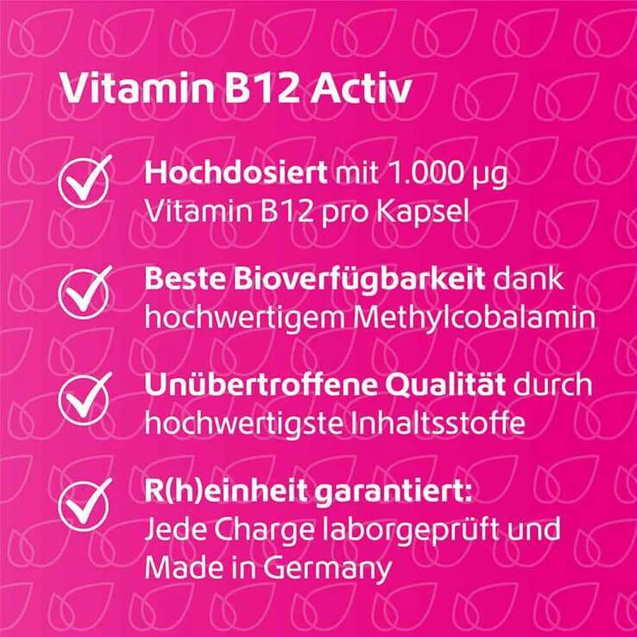 Vitamina B12 Activ 1000 µg de alta potencia + cápsulas veganas, 120 cápsulas