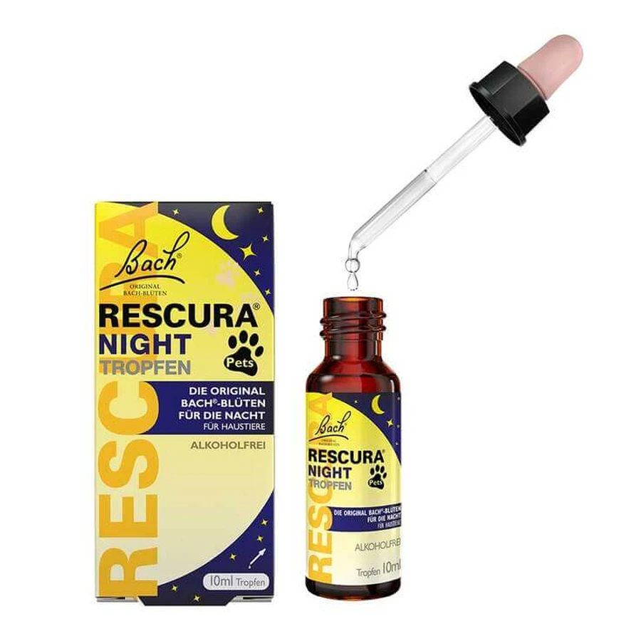 Bachbloesemremedies Original Rescura Night Pets-druppels, alcoholvrij, 10 ml