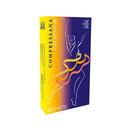 COMPRESSANA Calypso 40 deniers, taille 1, couleur café-crème, 1 paire, en l'état