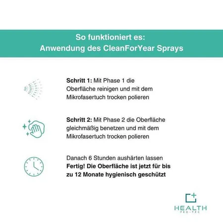 Kit de spray Health Pro-Tec CleanForYear, 20 ml de liquide