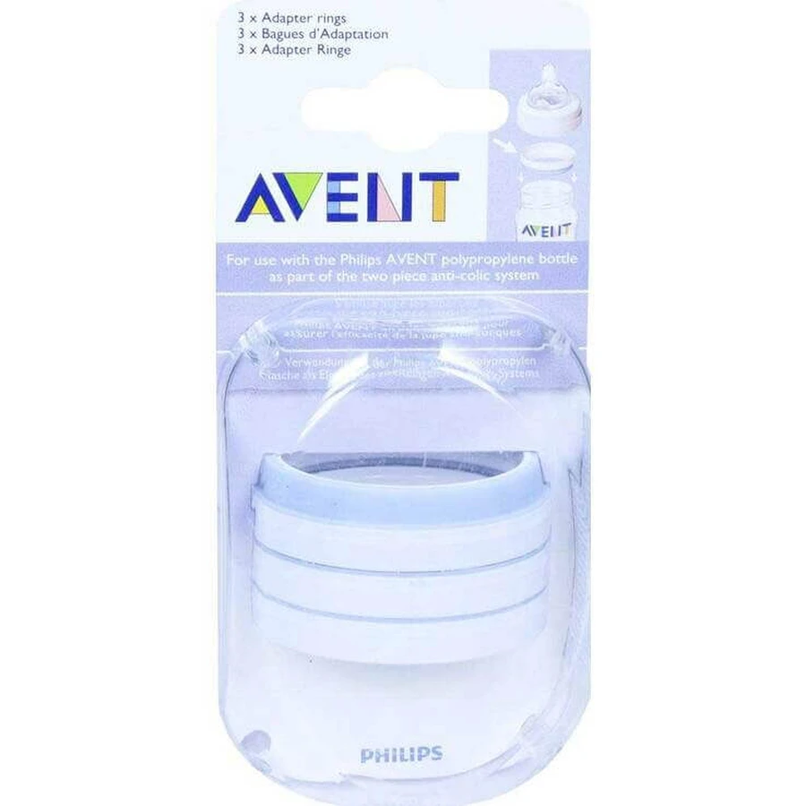 Anillo adaptador para biberones Avent para biberones de PP, paquete de 3, sin especificar.