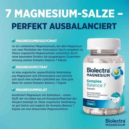 Biolectra Magnesium Komplex Balance 7 Kapseln, 120 St Kapseln