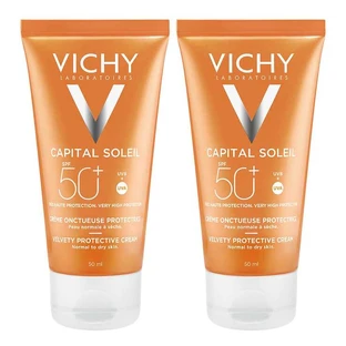 Vichy Capital Soleil huidverbeterende zonnebrandcrème SPF 50+ voor het gezicht, 2 x 50 ml crème