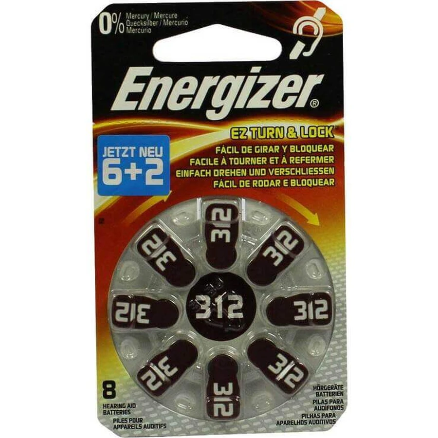 Energizer Hearing Aid Battery 312, 16-pack