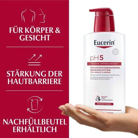 Eucerin pH5 Reinigingslotion voor de gevoelige huid, 2x750 ml douchegel