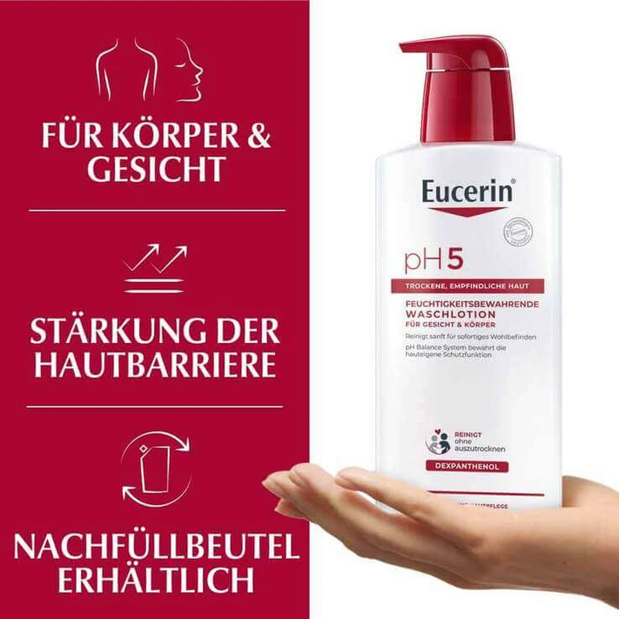 Eucerin pH5 Reinigingslotion voor de gevoelige huid, 2x750 ml douchegel