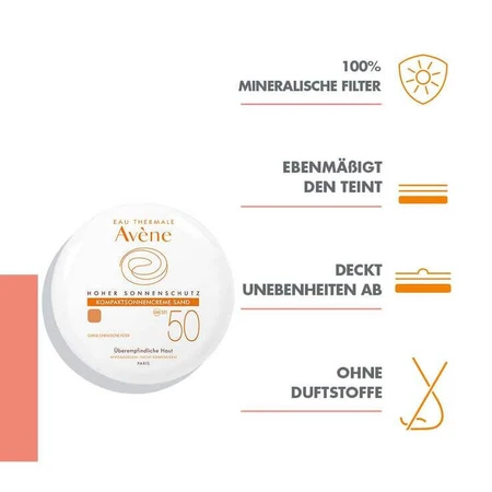 Avene Compact Sunscreen, Sand, SPF 50, 2x10 g cream