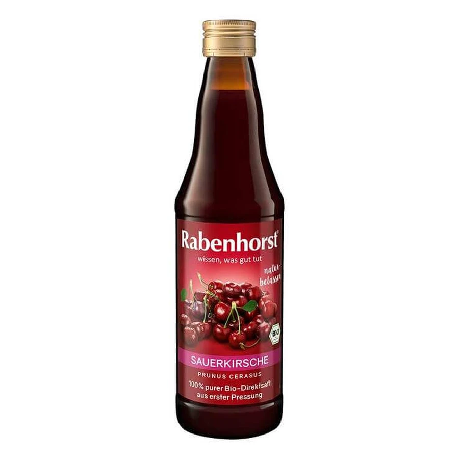 Zumo puro de cereza ácida ecológica de Rabenhorst, 330 ml de zumo