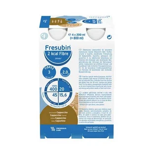 Fresubin 2 kcal fibre Drink Cappuccino Trinkflasche, 4X200 ml Lösung