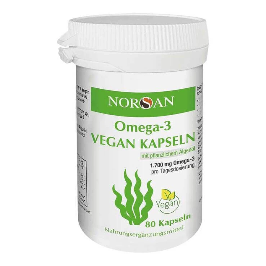 Gélules végétaliennes Norsan Oméga-3, 2 boîtes de 80 gélules