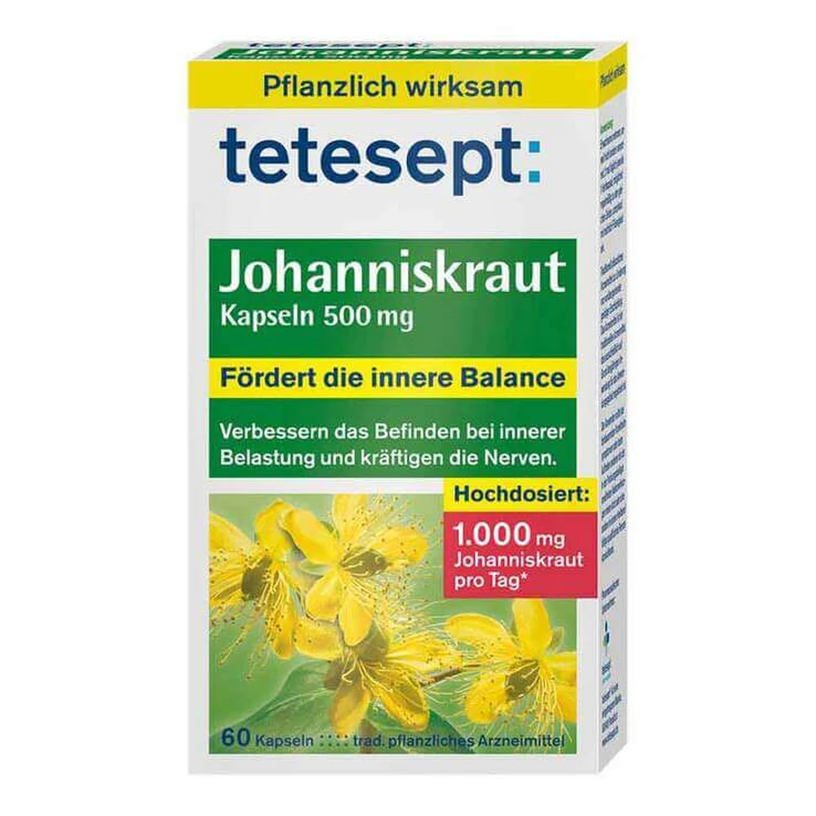 Tetesept Sint-Janskruid 500 mg capsules, 60 harde capsules