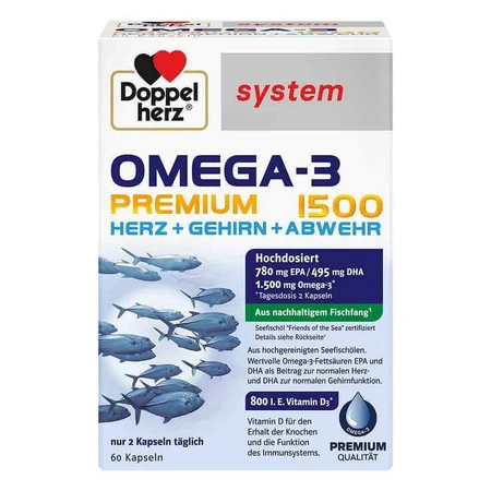Doppelherz Omega-3 Premium 1500 System, 3 boîtes de 120 gélules