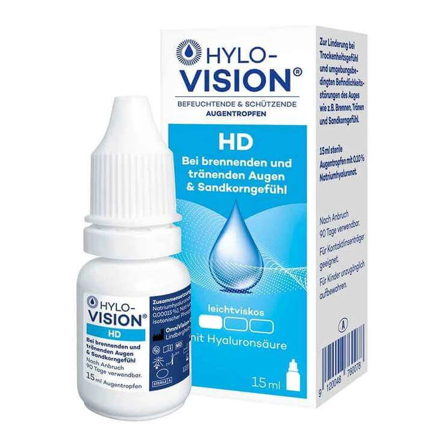 Hylo-Vision HD Eye Drops, 4 x 15 ml eye drops