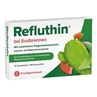 Refluthin para la acidez estomacal, comprimidos masticables con sabor a fruta, 16 comprimidos masticables
