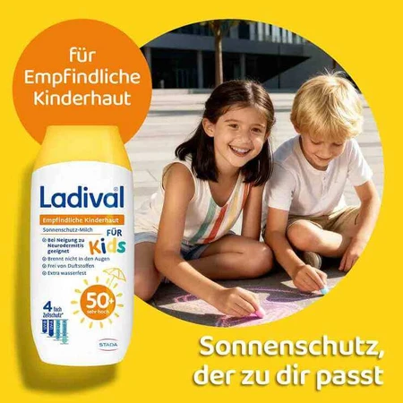 Lotion Ladival pour peaux sensibles des enfants SPF 50+, lot de 2 flacons de 200 ml