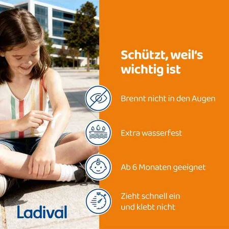 Lotion Ladival pour peaux sensibles des enfants SPF 50+, lot de 2 flacons de 200 ml