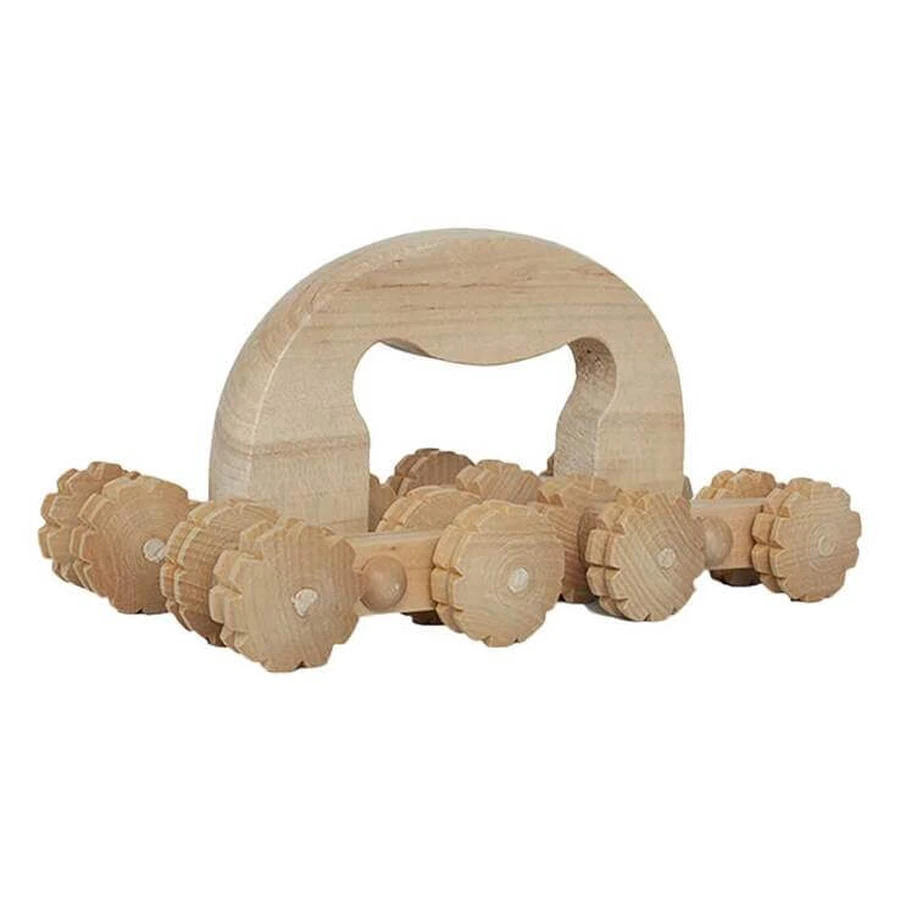 Rouleau de massage en bois avec poignée + 8 axes, 1 pièce (tel quel)