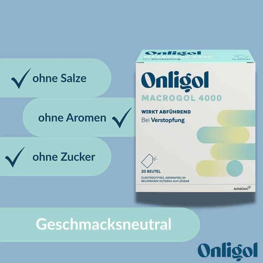 Onligol Macrogol 4000 Powder for Solution, Sachet, 20 x 10 g Powder