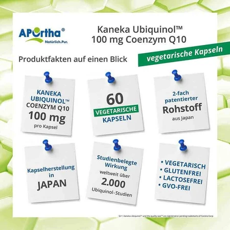 Aportha Kaneka Ubiquinol 100 mg Co-enzym Q10 Vegetarische capsules, 60 capsules