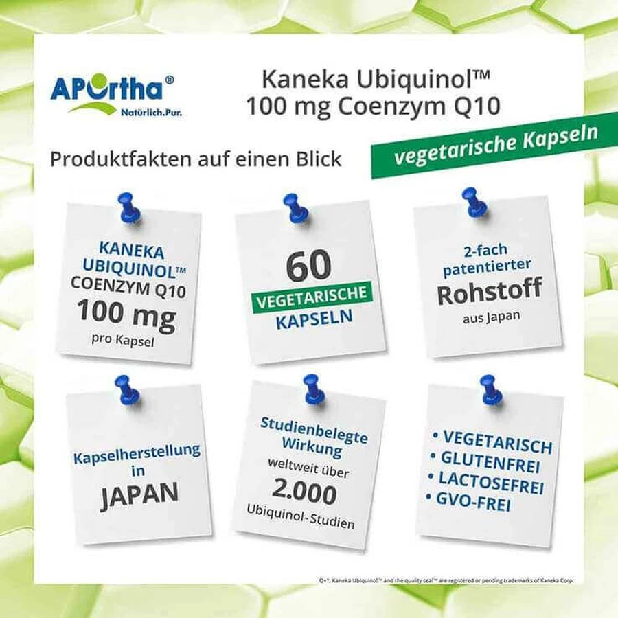 Aportha Kaneka Ubiquinol 100 mg Co-enzym Q10 Vegetarische capsules, 60 capsules