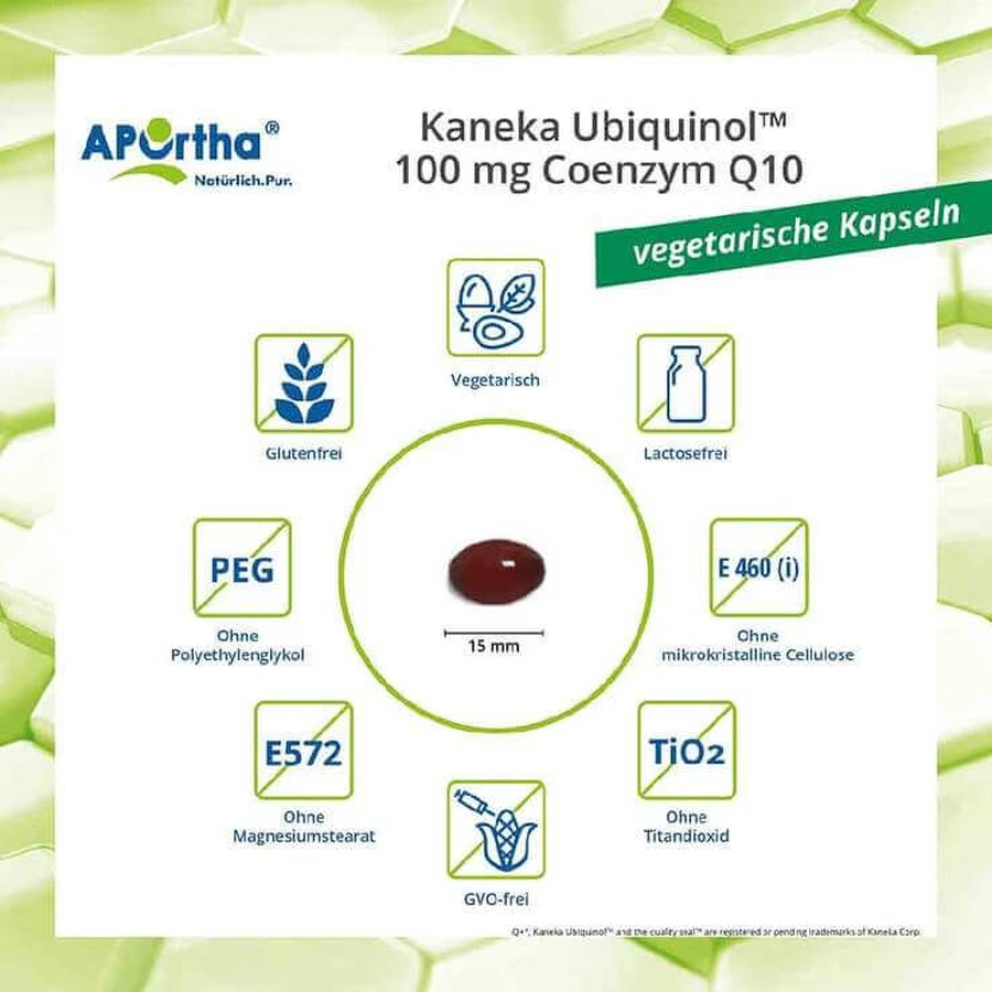 Aportha Kaneka Ubiquinol 100 mg Co-enzym Q10 Vegetarische capsules, 60 capsules